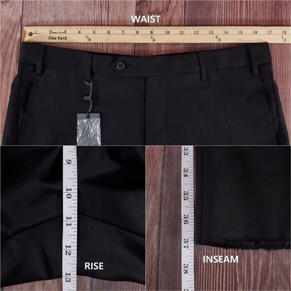 *READ DESC* NWT Zanella Mens Size 34 Devon Black 100% Wool Pants Made in Italy - Picture 12 of 13